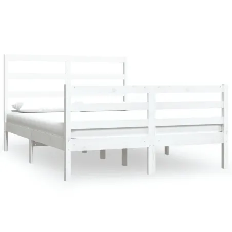Cadre de lit sans matelas blanc bois de pin massif 120x190 cm