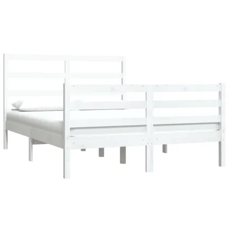 Cadre de lit sans matelas blanc bois de pin massif 120x190 cm