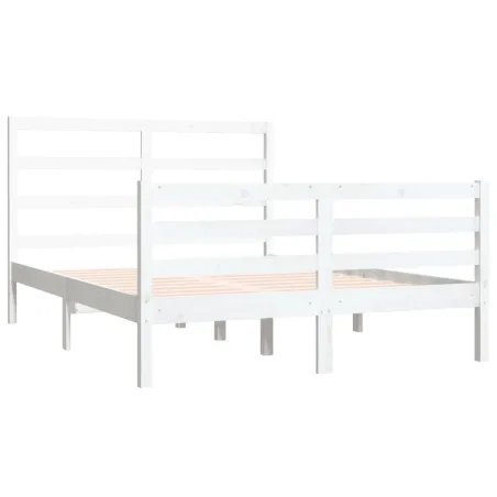 Cadre de lit sans matelas blanc bois de pin massif 120x190 cm