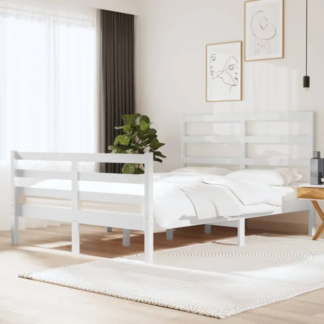 Cadre de lit sans matelas blanc bois de pin massif 140x190 cm