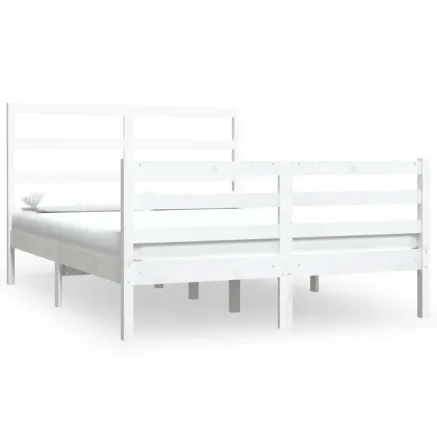 Cadre de lit sans matelas blanc bois de pin massif 140x190 cm 2