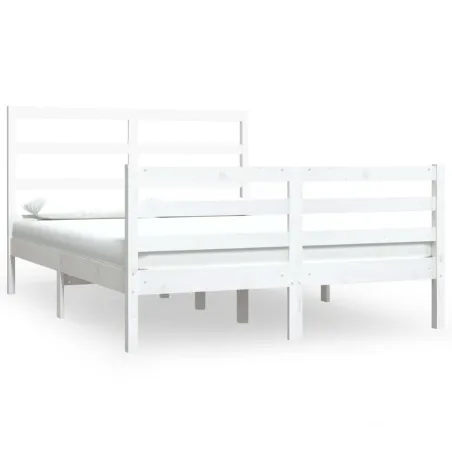 Cadre de lit sans matelas blanc bois de pin massif 140x190 cm