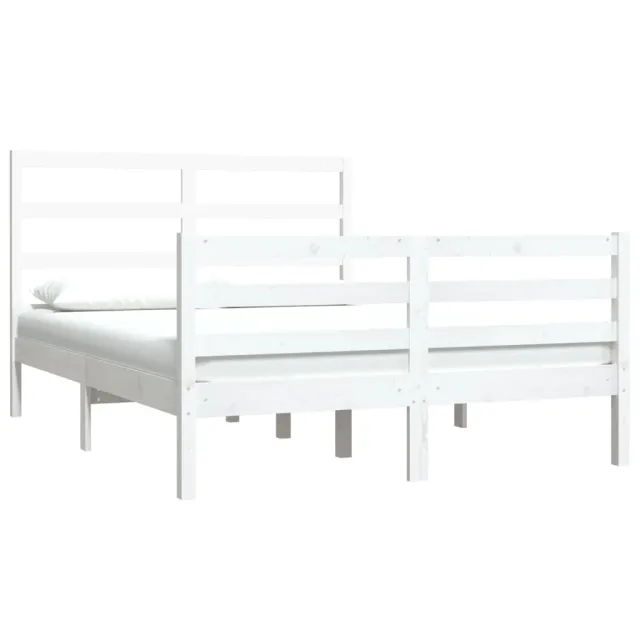 Cadre de lit sans matelas blanc bois de pin massif 140x190 cm