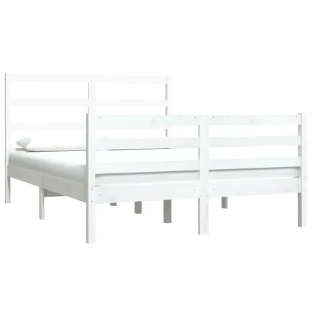 Cadre de lit sans matelas blanc bois de pin massif 140x190 cm
