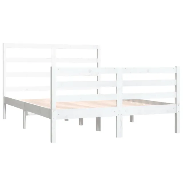 Cadre de lit sans matelas blanc bois de pin massif 140x190 cm
