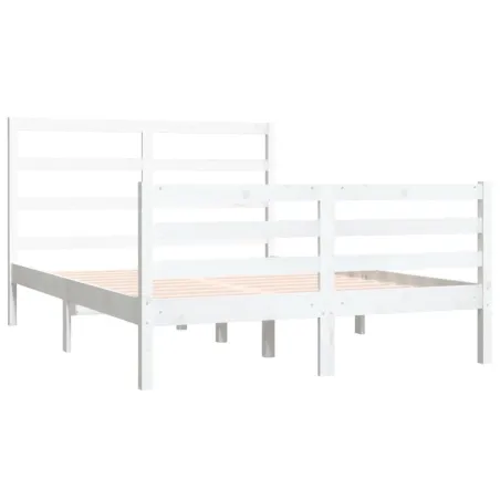 Cadre de lit sans matelas blanc bois de pin massif 140x190 cm