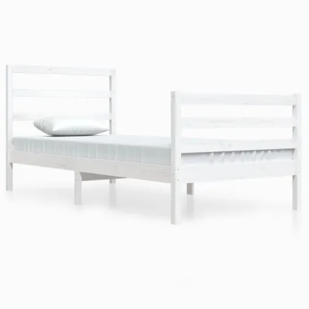 Cadre de lit sans matelas blanc bois de pin massif 90x200 cm 2