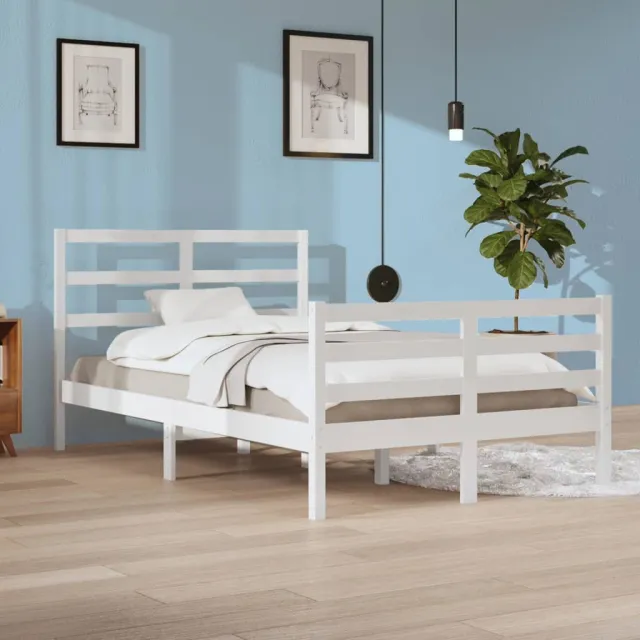 Cadre de lit sans matelas blanc bois de pin massif 120x200 cm