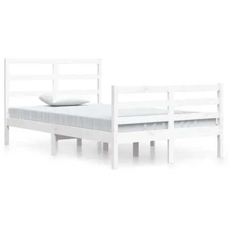 Cadre de lit sans matelas blanc bois de pin massif 120x200 cm