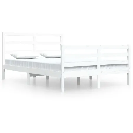 Cadre de lit sans matelas blanc bois de pin massif 140x200 cm
