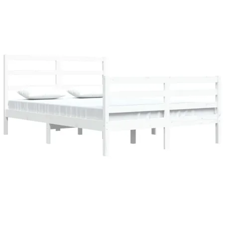 Cadre de lit sans matelas blanc bois de pin massif 140x200 cm