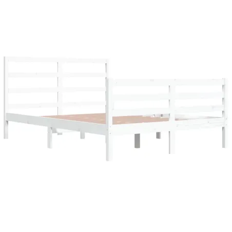 Cadre de lit sans matelas blanc bois de pin massif 140x200 cm