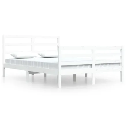 Cadre de lit sans matelas blanc bois de pin massif 160x200 cm 2