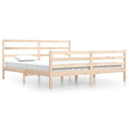 Cadre de lit sans matelas bois massif de pin 200x200 cm 2