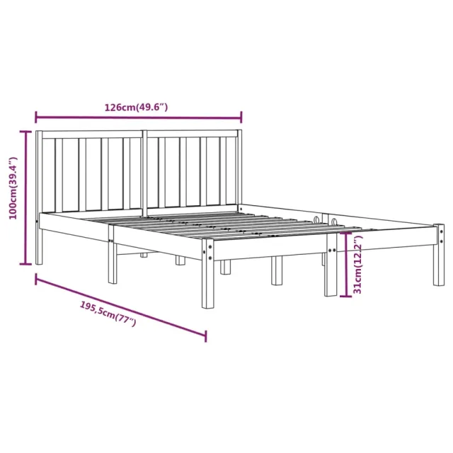 Cadre de lit sans matelas bois de pin massif 120x190 cm