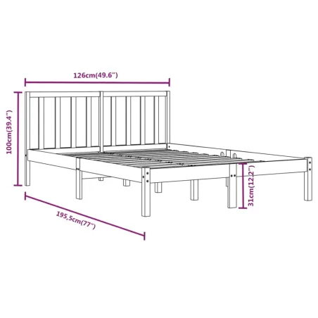 Cadre de lit sans matelas bois de pin massif 120x190 cm