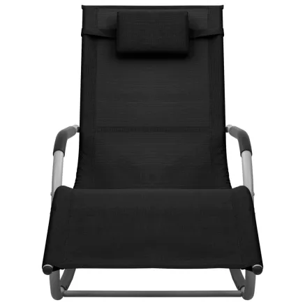 Chaise longue textilène noir et gris 2