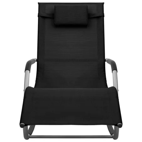 Chaise longue textilène noir et gris