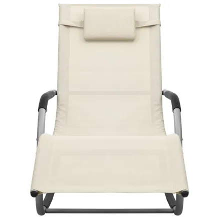 Chaise longue textilène crème et gris 2