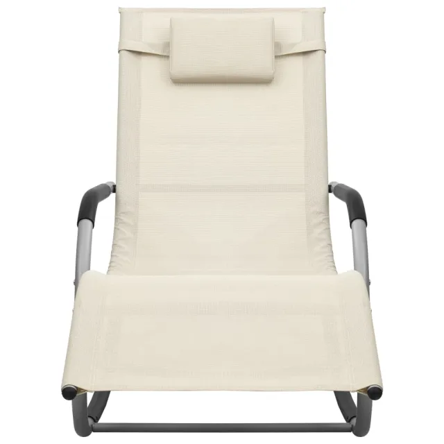 Chaise longue textilène crème et gris