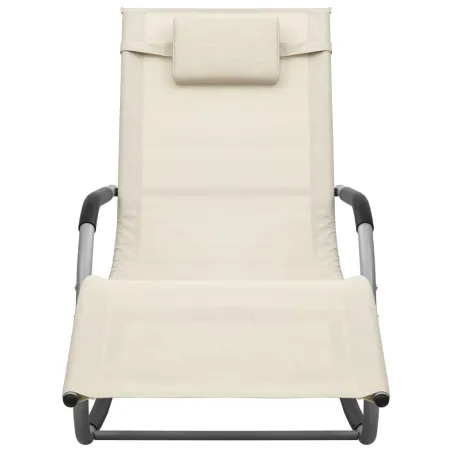 Chaise longue textilène crème et gris