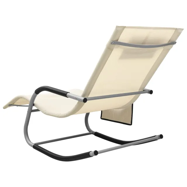 Chaise longue textilène crème et gris
