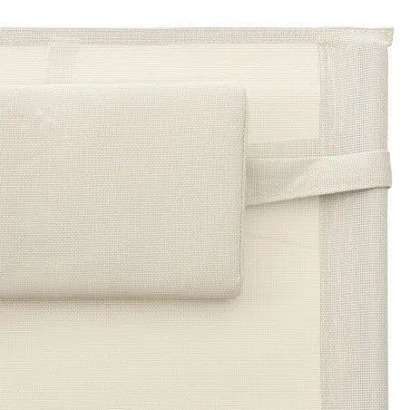 Chaise longue textilène crème et gris
