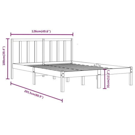 Cadre de lit sans matelas bois de pin massif 120x200 cm