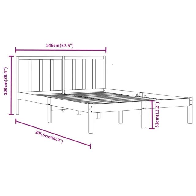 Cadre de lit sans matelas bois massif de pin 140x200 cm