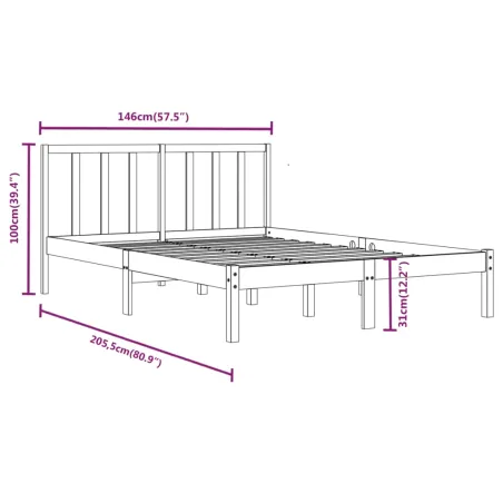 Cadre de lit sans matelas bois massif de pin 140x200 cm