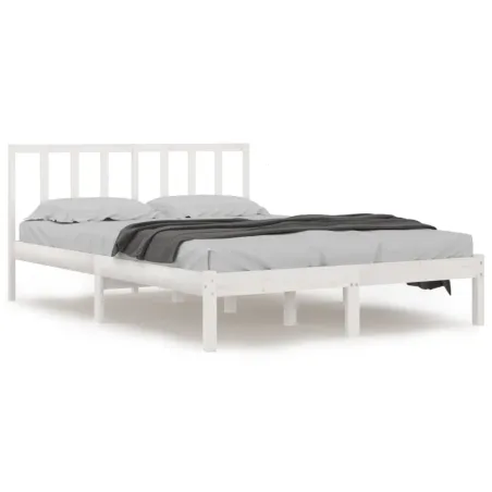 Cadre de lit sans matelas blanc bois de pin massif 140x200 cm