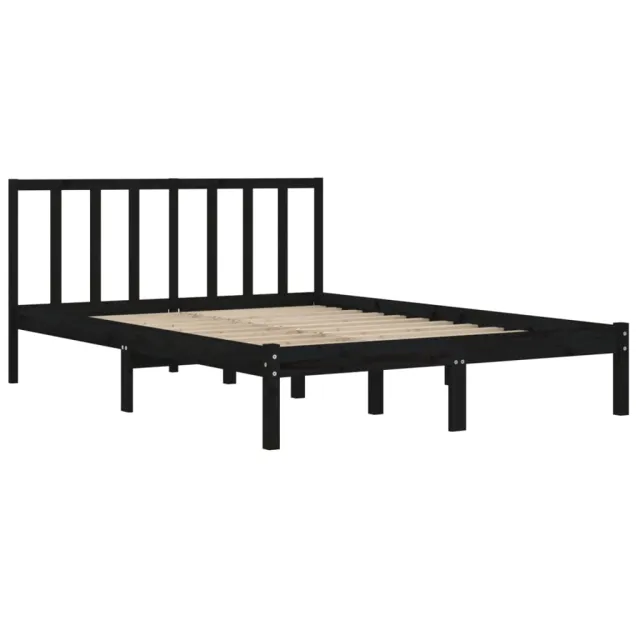 Cadre de lit sans matelas noir bois de pin massif 150x200 cm
