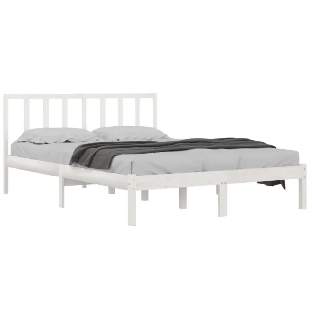 Cadre de lit sans matelas blanc bois de pin massif 160x200 cm