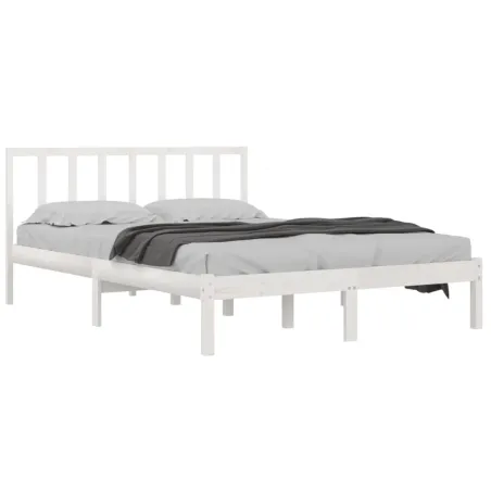 Cadre de lit sans matelas blanc bois de pin massif 160x200 cm