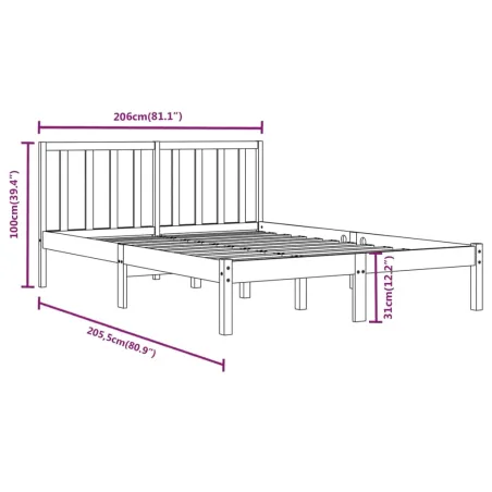 Cadre de lit sans matelas bois massif de pin 200x200 cm
