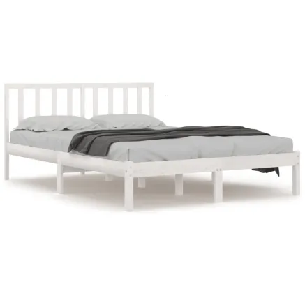 Cadre de lit sans matelas blanc bois massif de pin 200x200 cm 2