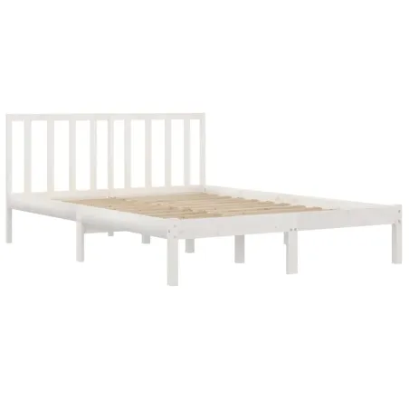 Cadre de lit sans matelas blanc bois massif de pin 200x200 cm