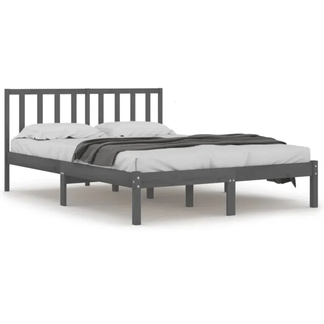 Cadre de lit sans matelas bois massif de pin gris 200x200 cm