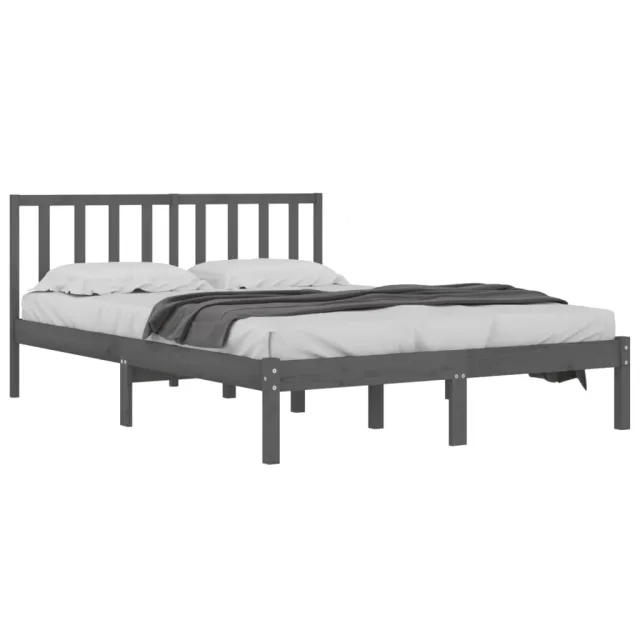 Cadre de lit sans matelas bois massif de pin gris 200x200 cm