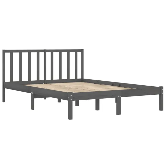 Cadre de lit sans matelas bois massif de pin gris 200x200 cm