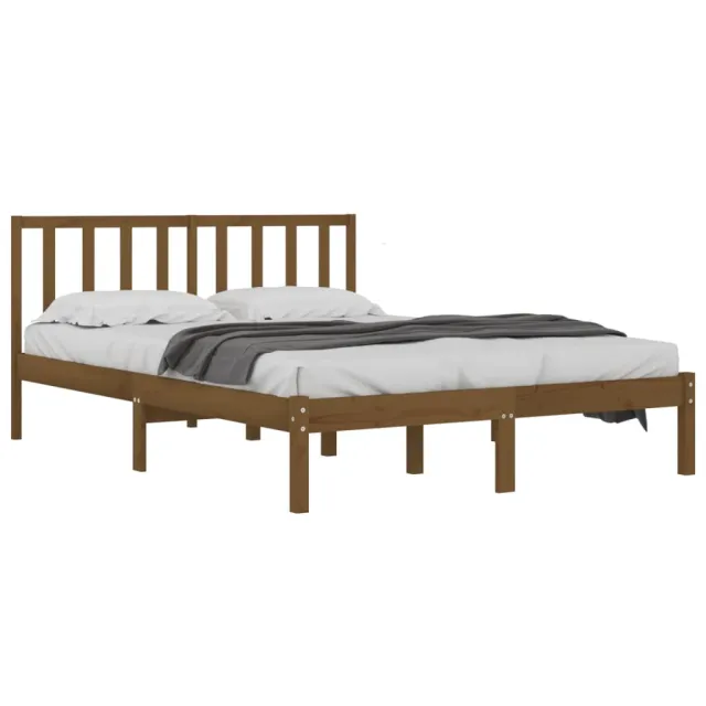 Cadre de lit sans matelas marron miel bois pin massif 200x200cm