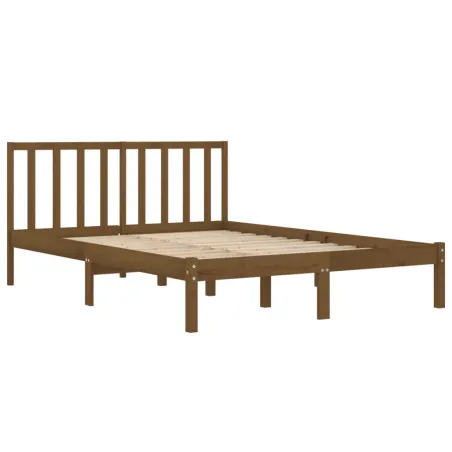 Cadre de lit sans matelas marron miel bois pin massif 200x200cm