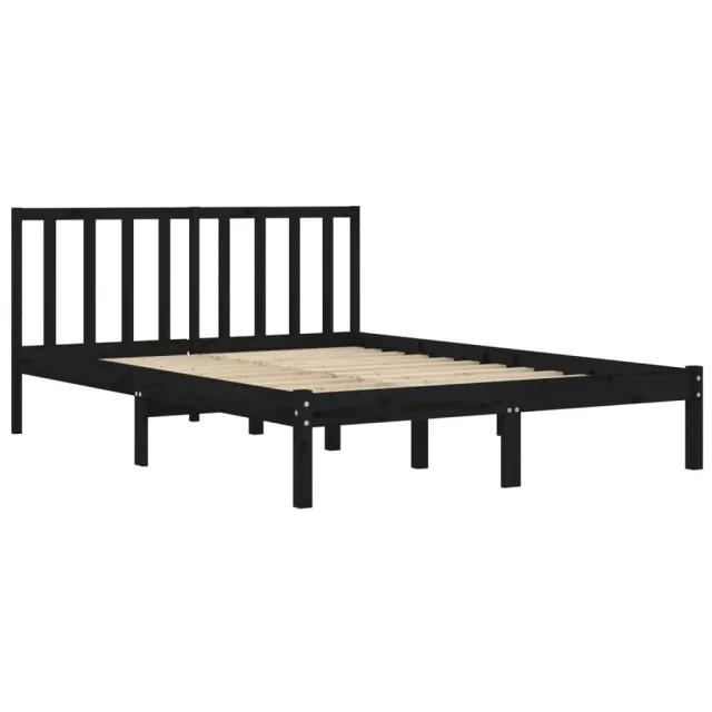Cadre de lit sans matelas noir bois massif de pin 200x200 cm