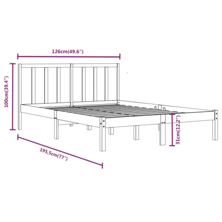 Cadre de lit sans matelas bois de pin massif 120x190 cm