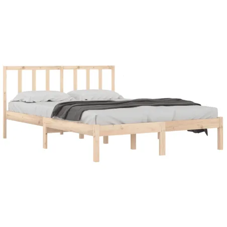 Cadre de lit sans matelas bois massif de pin 135x190 cm