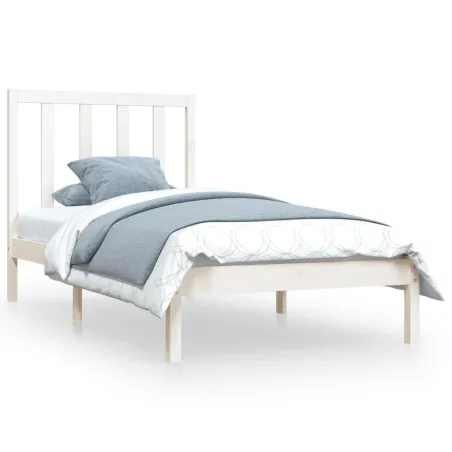 Cadre de lit sans matelas blanc bois de pin massif 75x190 cm