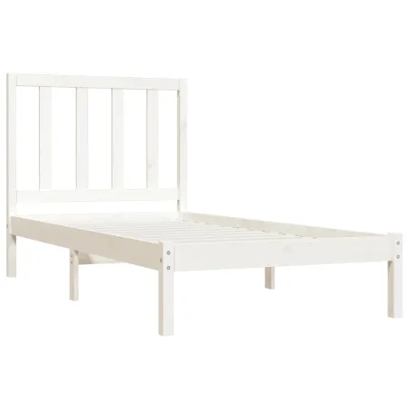 Cadre de lit sans matelas blanc bois de pin massif 75x190 cm