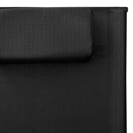 Chaise longue textilène noir et gris
