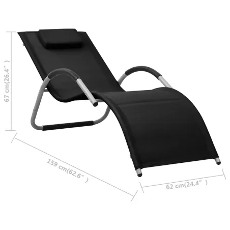 Chaise longue textilène noir et gris