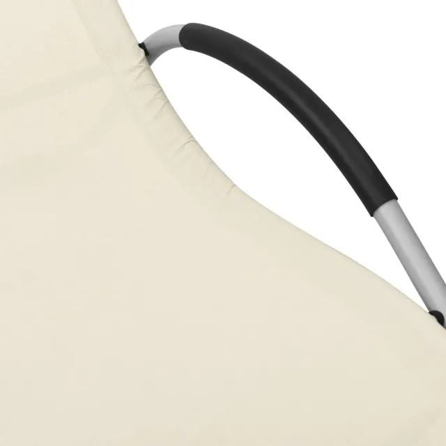 Chaise longue textilène crème et gris